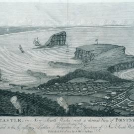 Newcastle, in New South Wales, with a distant view of Point Stephen, 1812 by T.R. Browne.