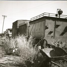 SAR locomotive tender, with Oj horsebox wagon and Fageol railcar. Looks to be Naracoorte [n.d]