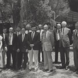The Minister for Employment, Education and Training, Mr John Dawkin with industry representatives at the University of Newcastle, Australia - 1990