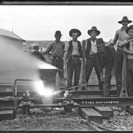 Workmen engaged in track work, New Lambton, NSW, 11 June 1911