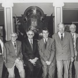 Mr Bede Jordan, Mr Raymond Senechal, Mr Barry Lewis, Mr Claude Durant, Mr Jean Letaille, Associate Professor Eric Andrews and Mr Ian Morrison attended a Civic Reception (appeared in the Uni Bulletin Vol 14, Pg 5, 1991)