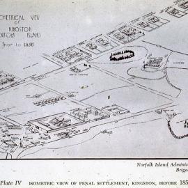 Isometrical view of penal settlement, Kingston, Norfolk Island, before 1856