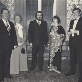 Cambridge, England, August 22 1977 - A dual gathering in the Wordsworth Room of St. John's College, and at the University of Newcastle to commemorate the opening of the University of Newcastle College at Tighes Hil,  Australia,  some 25 years ago