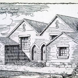 Illustration, The Old Infant's School and Book Depot, Morpeth, NSW, by Eric O'Kane