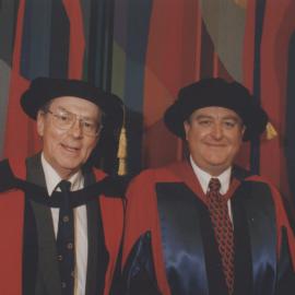 Dr John Burgess with (now Laureate Professor) Graeme Jameson at the Faculty of Engineering graduation ceremony, the University of Newcastle, Australia - 16 May 1997, 10.30am