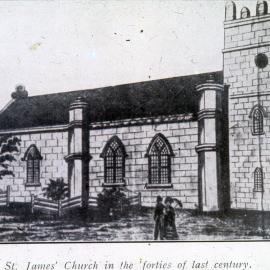 Illustration, St James' Church in the forties of last century, Morpeth, NSW, 1840s