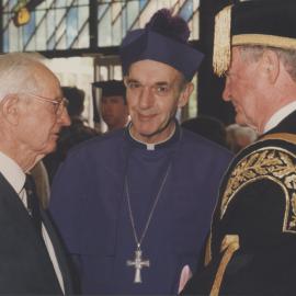 James Bromley and Chancellor Ric Charlton at the Faculty of Science / Maths graduation ceremony, the University of Newcastle, Australia - 9 May 1997, 6pm