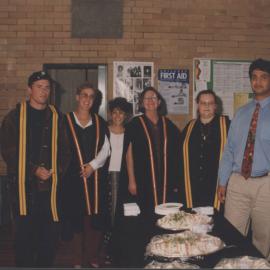 Graduating students celebrate after the student graduation ceremony,  8 May 1997, 10.30am, the University of Newcastle, Australia