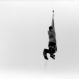 A man being rescued during the Maitland Flood, 1955: Lucey Collection