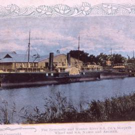 Postcard, The Newcastle and Hunter River SS Company's Morpeth Wharf with SS "Namoi" and SS "Archer", NSW
