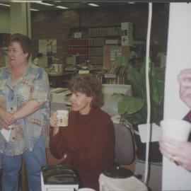 Monica Condon, Janis Thompson and Kirsten Neilson, attending Barbara McGee's farewell, Auchmuty Library, the University of Newcastle, Australia