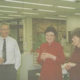 Auchmuty Library staff - Gary Jones, Judy Keogh and Kirsten Neilson at Barbara McGee's farewell, the University of Newcastle, Australia