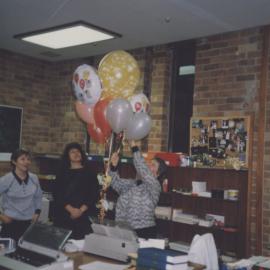Auchmuty Library staff - Rita McBain, Kirsten Neilson and Chris Tomlin, the University of Newcastle, Australia - 1990