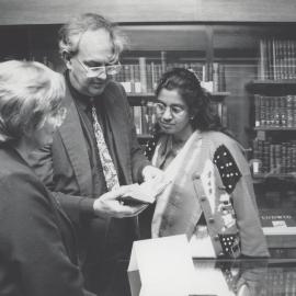 Professor David Frost and his wife, and academic attending the opening of the Friends of the University Reading Room, Auchmuty Library, the University of Newcastle, Australia - 2 April 1998