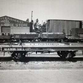 SAR 4-wheel flat wagon No. Bf.4991 at Naracoorte, S.A., [1950]