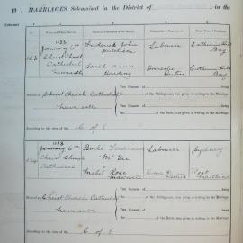 Marriages 123 and 124. Page 62. 1933