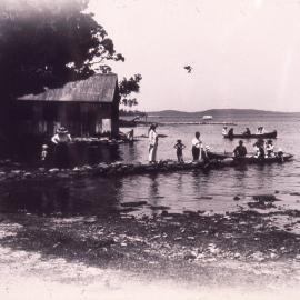 Stone jetty, Belmont, NSW, [believed to have been inspired by Aboriginal fish traps, early 1900s]