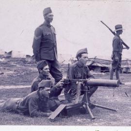 Soldiers training with machine-gun, [Newcastle] Showground, [1900s]