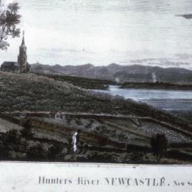 Engraving, View of Hunter River, Newcastle, NSW, drawing by Captain James Wallis, engraved by Walter Preston, 1818