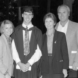 Peter Christie (Bachelor of Music Education Degree graduate) with his parents and aunt, Judy Stone (I), the University of Newcastle, Australia - 7 May 1993