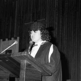 Graduation Ceremony - Kylie Govan (a Faculty of Education graduate) addresses the graduation ceremony, the University of Newcastle, Australia - 7 May 1993