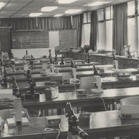 Picture of a lab set up for a class - microscopes, the University of Newcastle, Australia