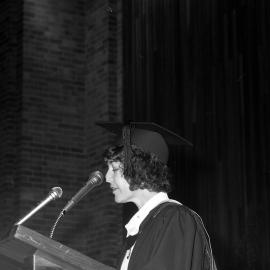 Graduation Ceremony - Professor Jenny Graham  introduces Dr. Colin Glass (Honorary Degree recipient) to the graduation ceremony audience, the University of Newcastle, Australia - 1 May, 1993