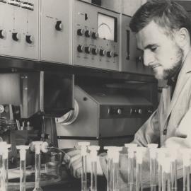 Gentleman conducting a science experiment in laboratory at the University of Newcastle, Australia