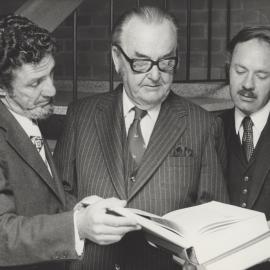 Edward Flowers, then University Librarian, Vice-Chancellor Auchmuty and Professor Ken Dutton: University of Newcastle, Australia