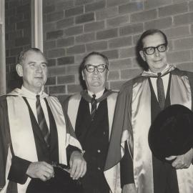 Hon. C.B. Cutler with Professor Auchmuty and Sir James Vernon [at the opening of the Chemistry Building: University of Newcastle, Australia]