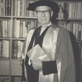 Dr Ralph Basden, first Warden of Newcastle University College - photographed in Vice-Chancellor Auchmuty's office
