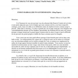 Ensign Barrallier to Governor King, 24 June 1801