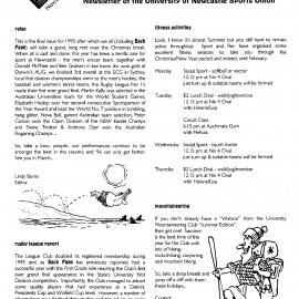 BackPage: Sports Union News, November-December 1995