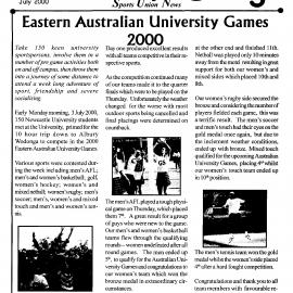BackPage: Sports Union News, No. 3, July 2000