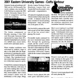 BackPage: Sports Union News, No. 2, August 2001