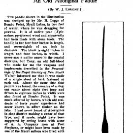 An old Aboriginal paddle, Mankind, August, 1932
