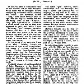 The Kattang (Kutthung) or Worimi: An Aboriginal Tribe