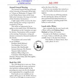 Friends of the University of Newcastle News, July 1995