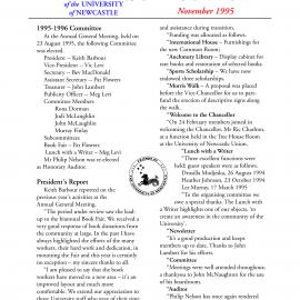 Friends of the University of Newcastle News, November 1995