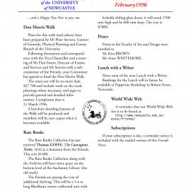 Friends of the University of Newcastle News, February 1996