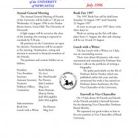 Friends of the University of Newcastle News, July 1996