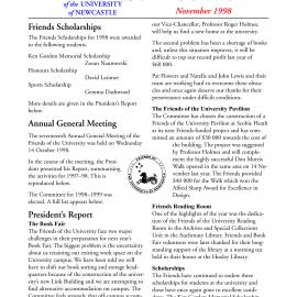 Friends of the University of Newcastle News, November 1998