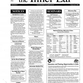 The Ear, The University of Newcastle, Edition 10, 3 September, 1996 [The Inner