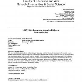 LING1100 Callaghan - Course Outline, Semester 1, 2010