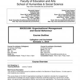 SOCS2100  Course Outline, Semester 1, 2010