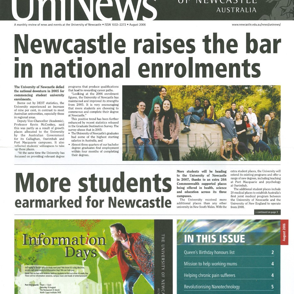 UniNews (University of Newcastle, N.S.W.), August, 2006