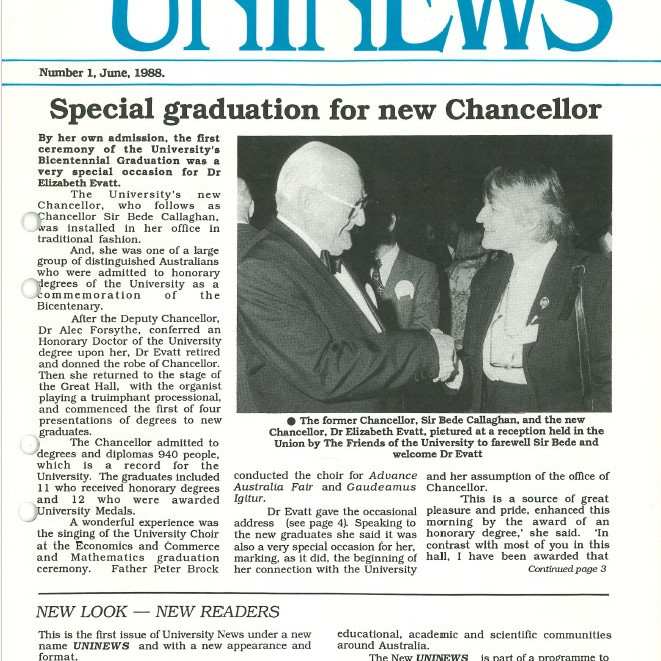 UniNews (University of Newcastle, N.S.W.), No. 1, June 1988