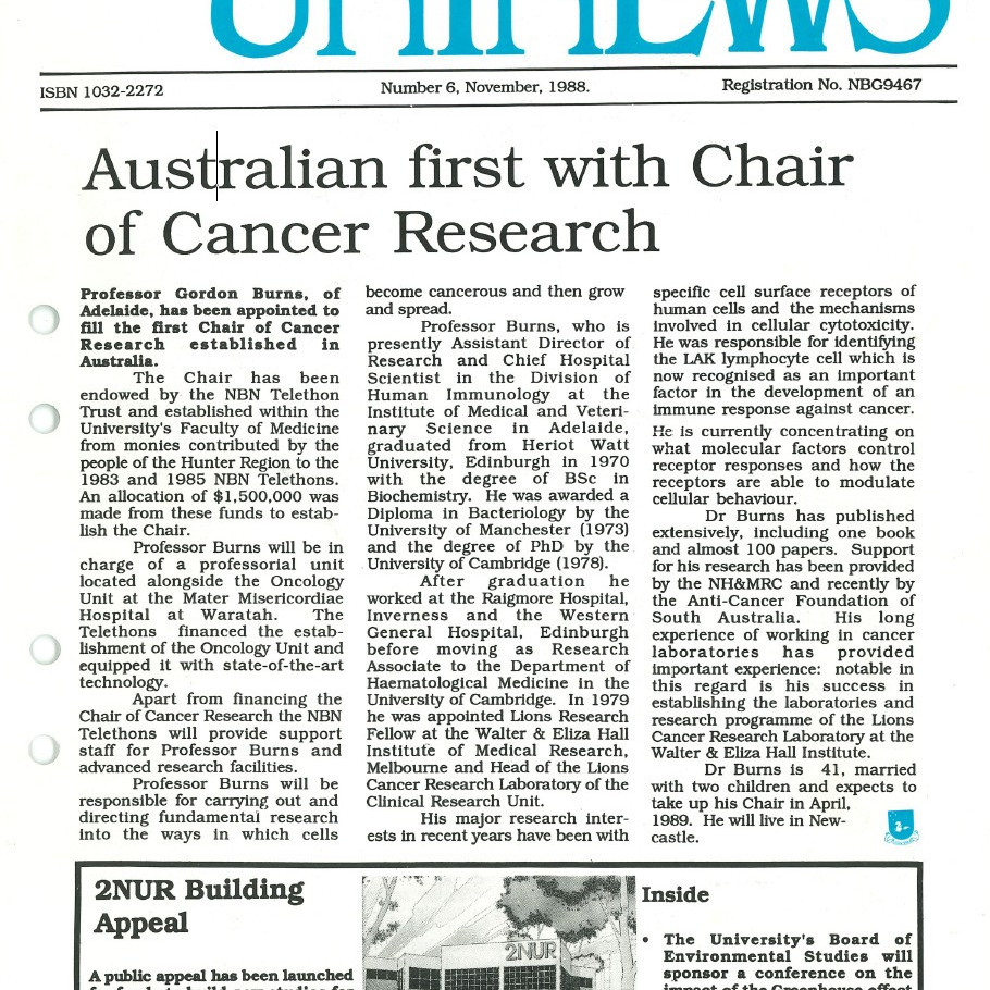 UniNews (University of Newcastle, N.S.W.), No. 6, November, 1988