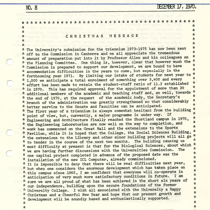 University News, The University of Newcastle, No. 8, 17 December 1970