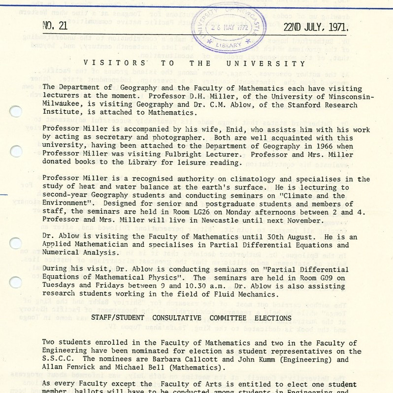 University News, The University of Newcastle, No. 21, 22 July 1971